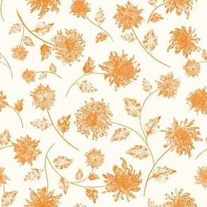 Chrysanthemum Vines in Cream Orange - Medium