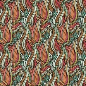 Abstract Batik Waves in Salmon, Mint, and Sage