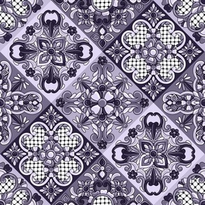 Varied Diagonal Talavera Tiles in Royal Purple
