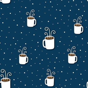 Coffee on Navy 093A5A: Large