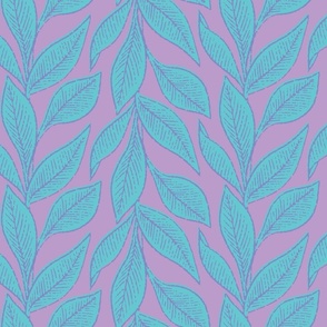 Hand Drawn Blue Leaves - Purple