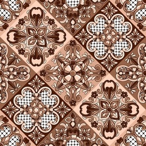 Varied Diagonal Talavera Tiles in Chocolate Brown