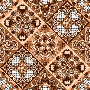 Varied Diagonal Talavera Tiles in Leather Brown