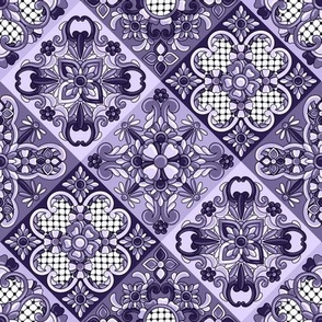 Varied Diagonal Talavera Tiles in Digital Lavender