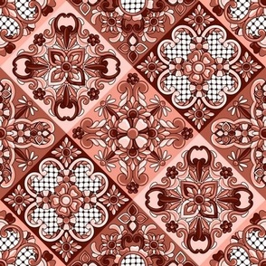 Varied Diagonal Talavera Tiles in Aged Terra Cotta
