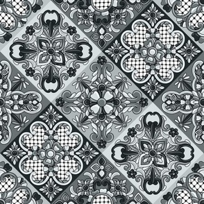 Varied Diagonal Talavera Tiles in Regency Grey