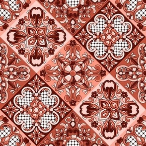 Varied Diagonal Talavera Tiles in Rich Terra Cotta
