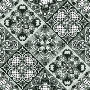 Varied Diagonal Talavera Tiles in Regency Mint