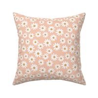 SMALL daisy fabric - cute vintage inspired daisy floral fabric - peach