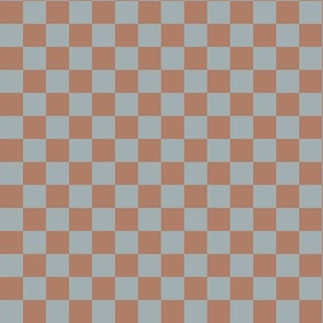 checker board - MINI terracotta and dusty blue 