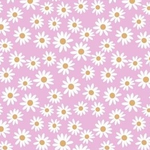 TINY daisy fabric - cute vintage inspired daisy floral fabric - pink