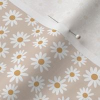 TINY daisy fabric - cute vintage inspired daisy floral fabric - tan