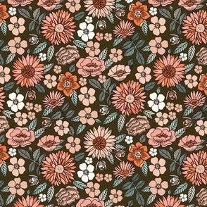 TINY vintage floral fabric - girls boho retro florals