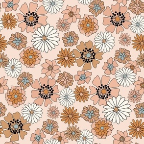  MEDIUM boho retro floral fabric - 70s floral fabric