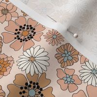 SMALL boho retro floral fabric - 70s floral fabric