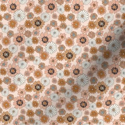 TINY boho retro floral fabric - 70s floral fabric