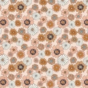 TINY boho retro floral fabric - 70s floral fabric