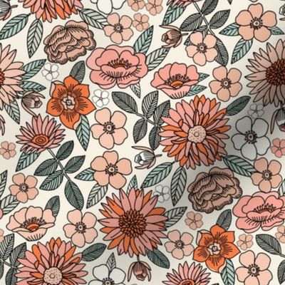 SMALL vintage floral fabric - girls boho retro florals