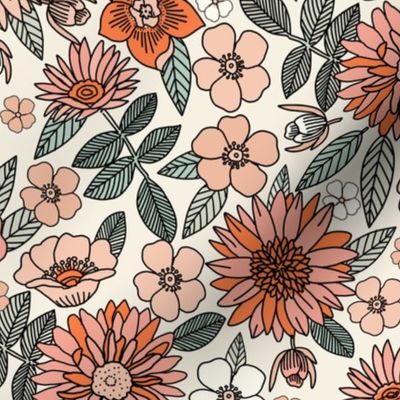MEDIUM vintage floral fabric - girls boho retro florals