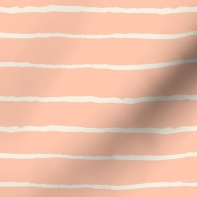 LARGE painted stripes fabric - hand-drawn stripes - peach