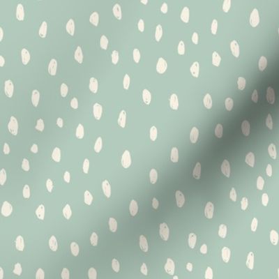 SMALL painted dots fabric - hand-drawn dots design - mint