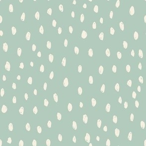 SMALL painted dots fabric - hand-drawn dots design - mint