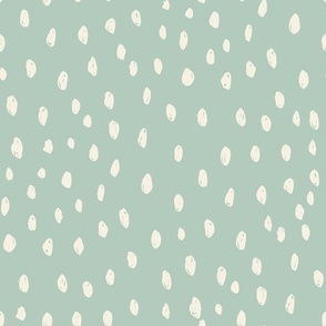 MEDIUM painted dots fabric - hand-drawn dots design - mint