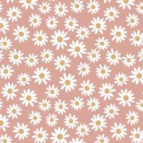 TINY daisy fabric - cute vintage inspired daisy floral fabric - apricot