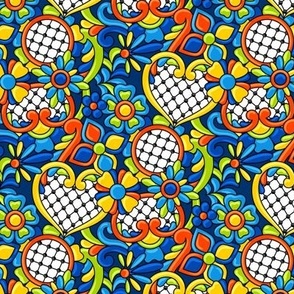 Whimsical Talavera Tiles Elements in Bright Multi