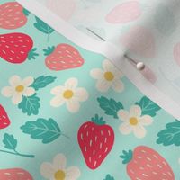 Small | Strawberry Patch on Mint