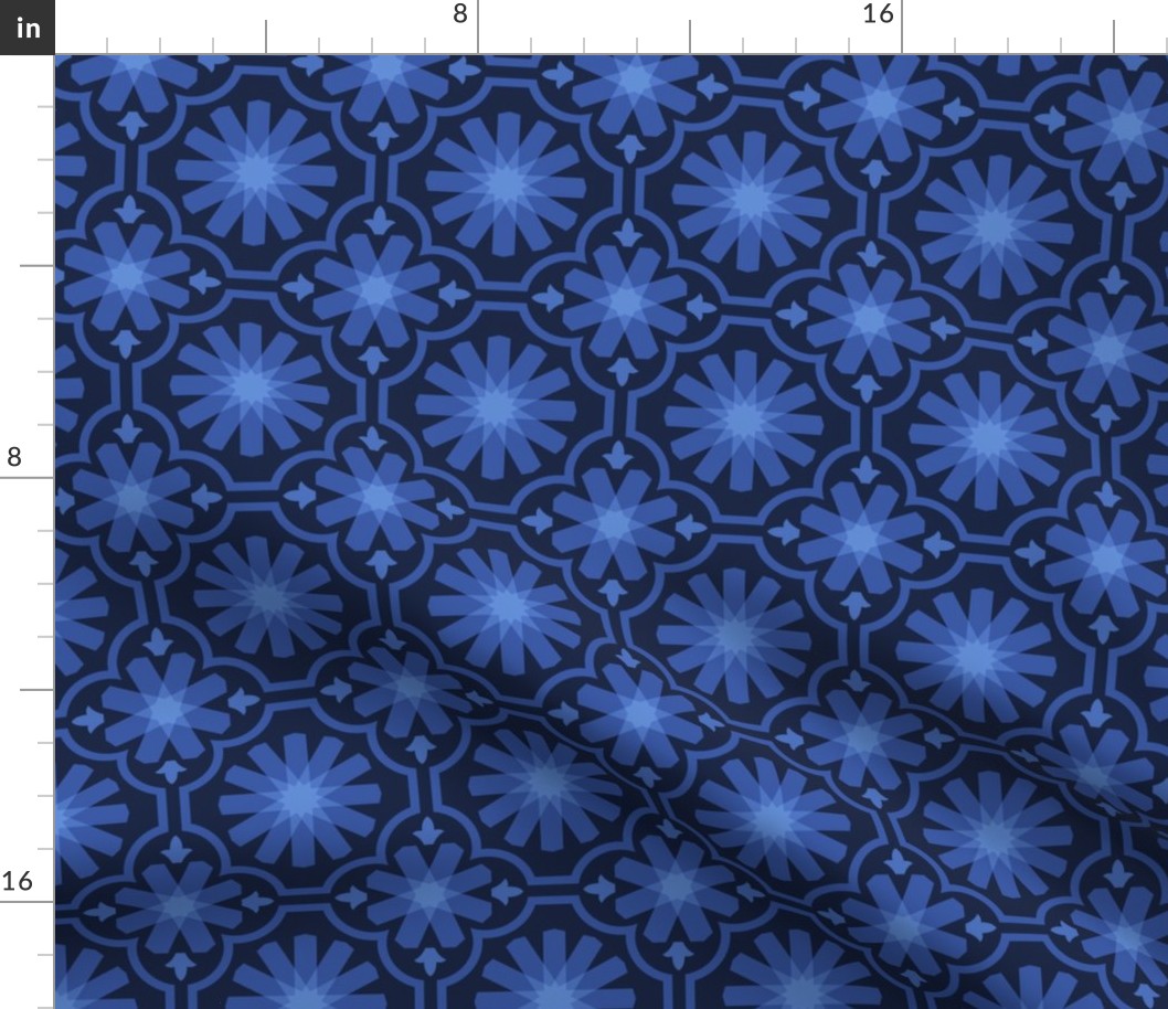 Geometric Pattern: Dabka: Azure Dark
