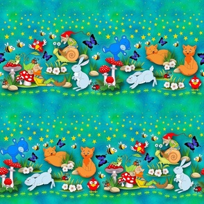 ADVENTURE Land Gnomes Foxes Rabbits and Teddy Bear  Wallpaper