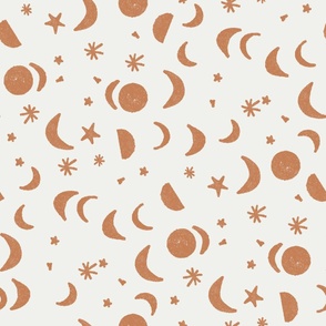 LARGE moon and stars neutral fabric - kids nursery wallpaper boho