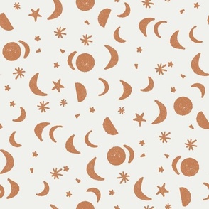 MEDIUM moon and stars neutral fabric - kids nursery wallpaper boho