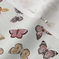 SMALL boho butterflies fabric - muted girls sweet spring design