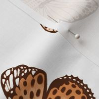 LARGE caramel butterflies fabric - butterfly wallpaper boho neutral decor