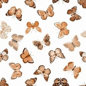 SMALL caramel butterflies fabric - butterfly wallpaper boho neutral decor