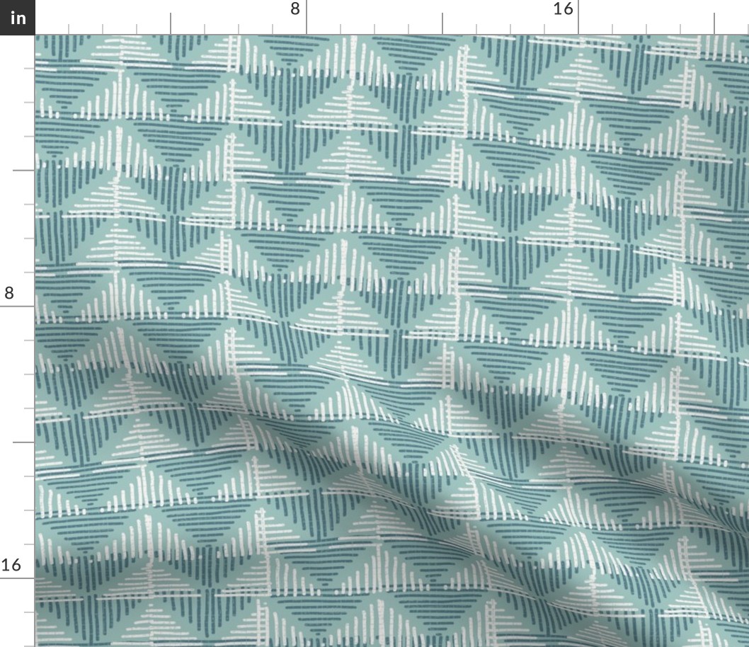 Barkcloth Rustic Triangles large wallpaper scale celadon sage by Pippa Shaw
