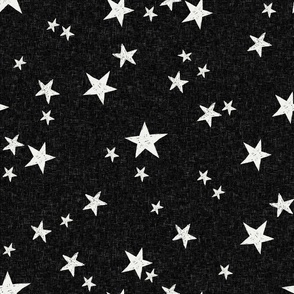 LARGE  hand-drawn stars fabric - black and off-white muted stars wallpaper