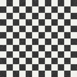 2" black and off-white checker fabric - trendy checkerboard design