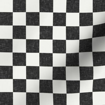 1" black and off-white checker fabric - trendy checkerboard design