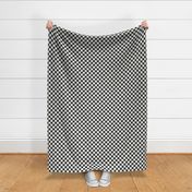 1" black and off-white checker fabric - trendy checkerboard design