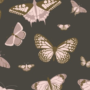 Butterflies on Dark Brown- Large 41"x41"