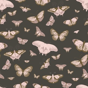Butterflies on Dark Brown- Medium 18"x18"