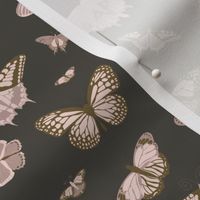 Butterflies on Dark Brown- small 8"x8"