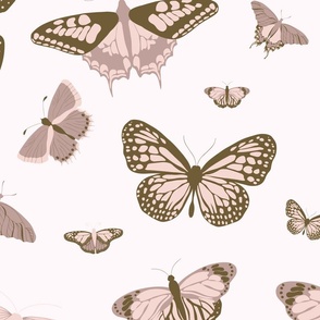 Butterflies on Light Pink-  Large  41"x41"