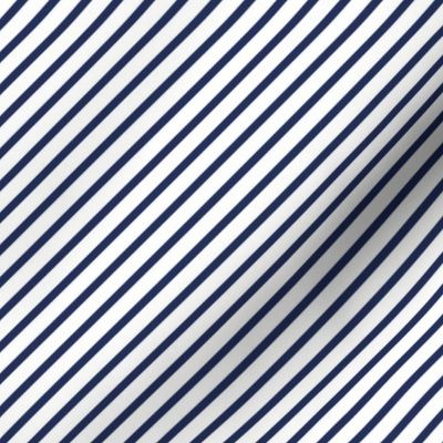 Diagonal stripes navy blue on white 4inch