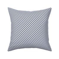 Diagonal stripes navy blue on white 4inch