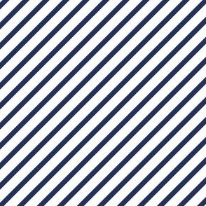 Diagonal stripes navy blue on white 4inch