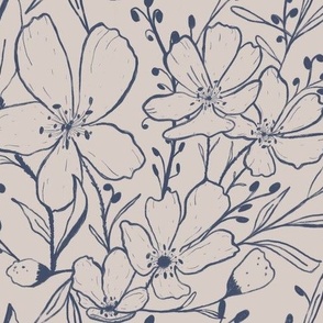 Delft Blue Posy on a Suede Background